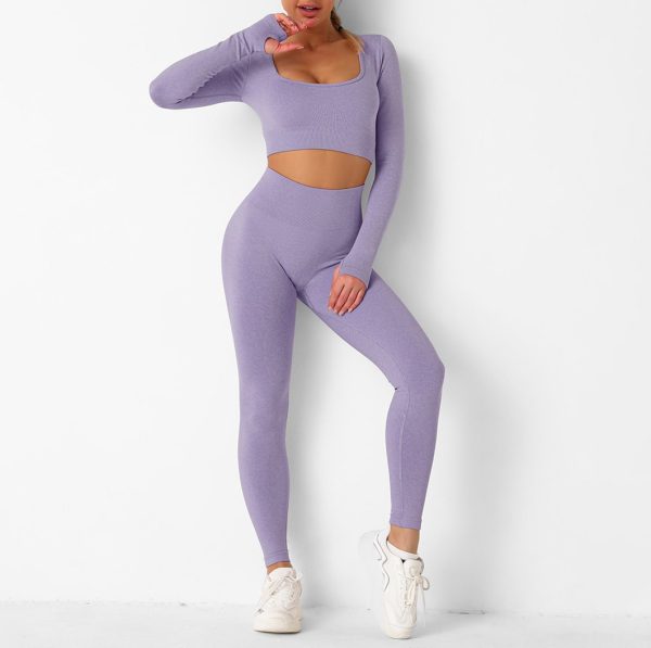 Purple Tight-fitting Yoga Suit Sexy Casual Running Sportwear For Women - Image 3