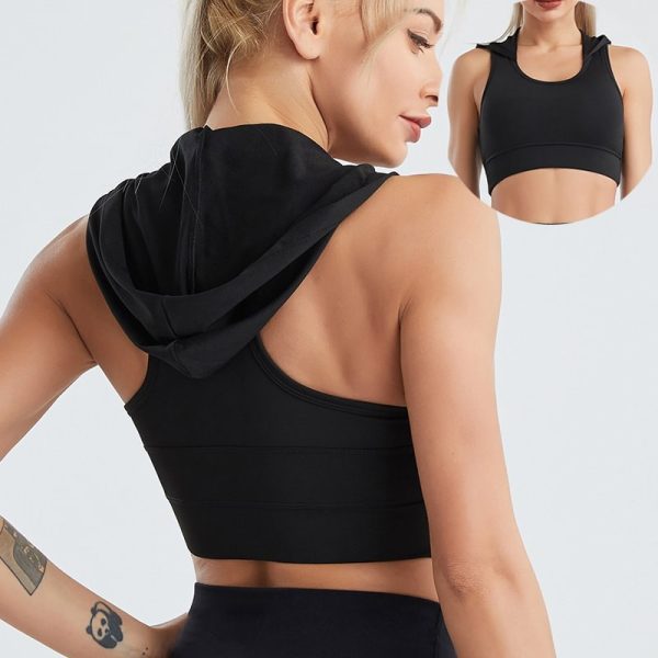 Black Hooded Sports Vest