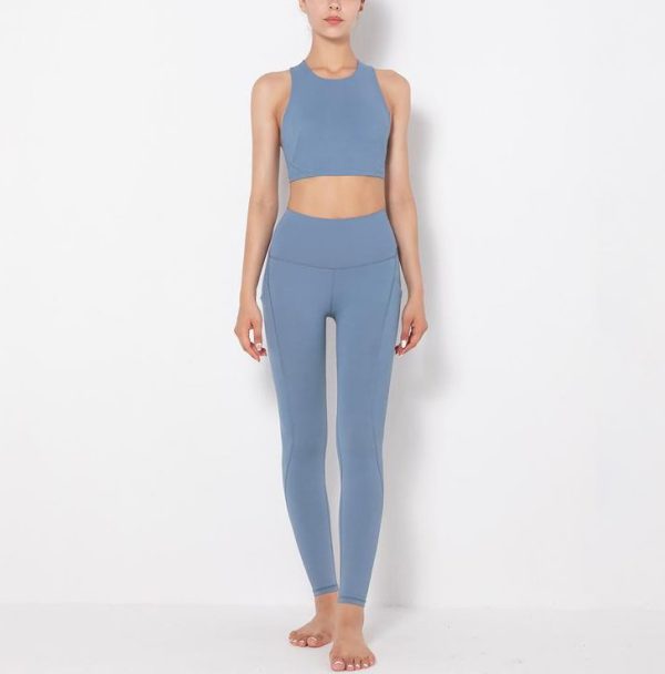 Dark Blue Beautiful Back Yoga Vest - Image 2