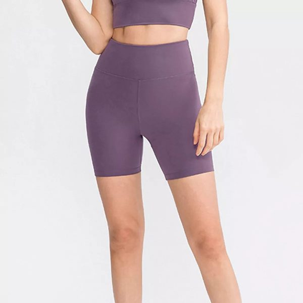 Purple Tight-fitting High-waist Fitness Shorts
