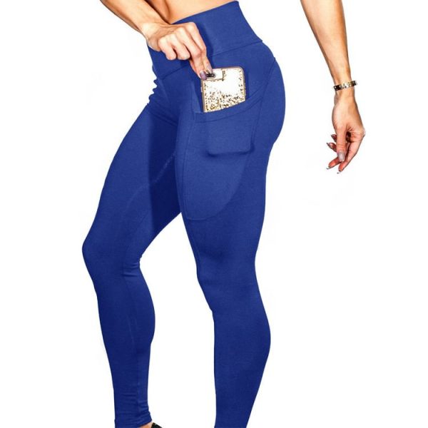 Black Sports Phone Pocket Leggings Hip High Waist Yoga - Image 3