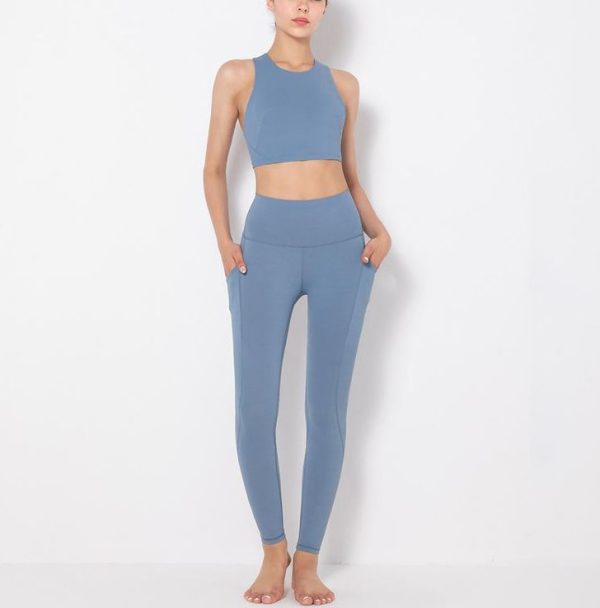 Dark Blue Beautiful Back Yoga Vest