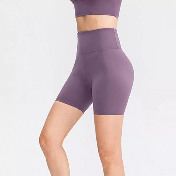 Purple Tight-fitting High-waist Fitness Shorts - Image 3