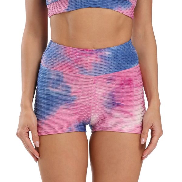 Light Blue Ink Jacquard Slim Tie-dye Sports Fitness Yoga Pants - Image 3