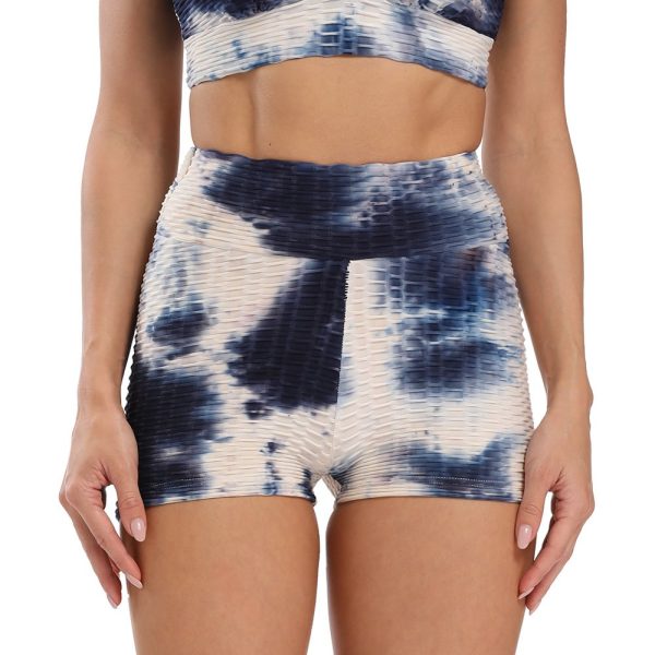 Light Blue Ink Jacquard Slim Tie-dye Sports Fitness Yoga Pants