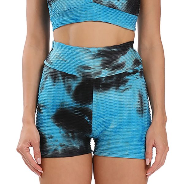 Light Blue Ink Jacquard Slim Tie-dye Sports Fitness Yoga Pants - Image 6